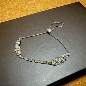 Swarovski silver crystal adjustable tone flower bracelet